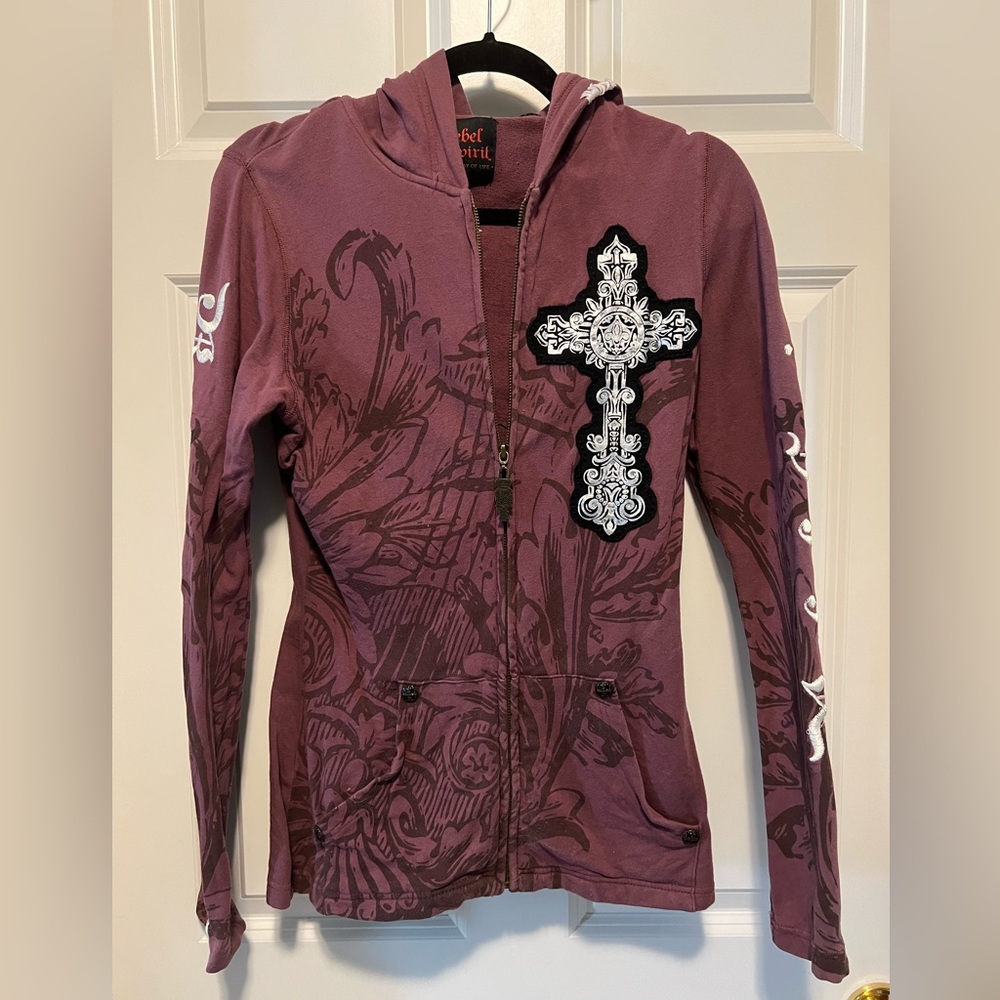 Rebel Spirit Embellished zip up hoodie